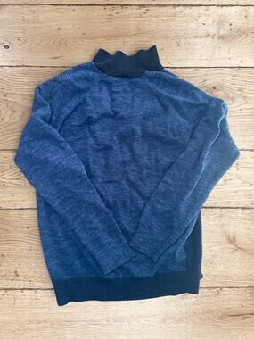Original Penguin Men's Quarter Zip Sweater Black Navy Colorblock Size Large